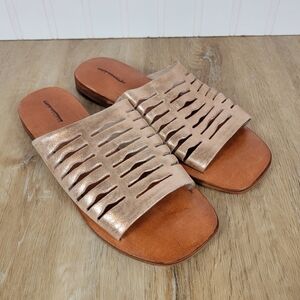 🆕️Free People Shimmer Rose Gold Slice of Sun Slip-on Sandals